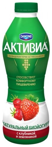 Питьевой йогурт Активиа клубника-земляника 2%, 870 г - фото 1