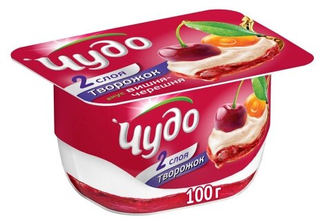 Творожный десерт Чудо Творожок воздушный Вишня-Черешня г 4%, 100 г - фото 1
