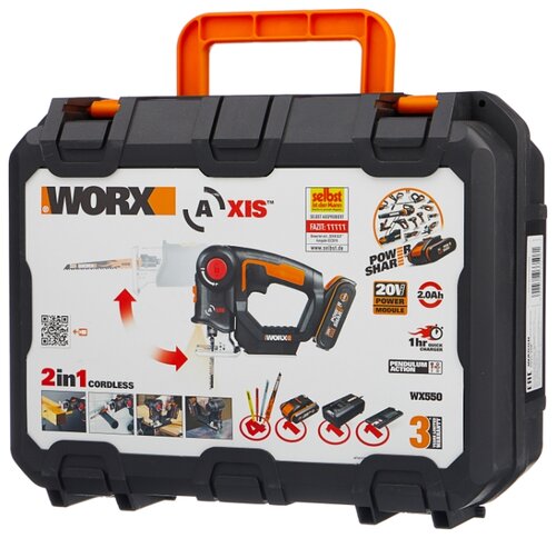 Электролобзик аккумуляторный Worx WX550 2.0Ач х1 кейс - фото 4