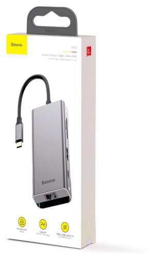 USB-концентратор Baseus Multi-functional HUB Type-C - 2xUSB/HDMI/Type-C/RJ45 (CATXF-0G), разъемов: 3 - фото 4