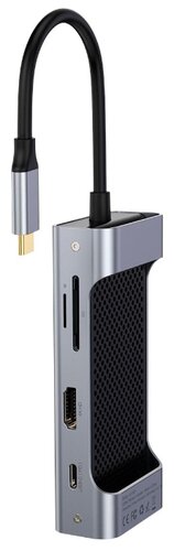 USB-концентратор Baseus Multi-functional HUB Type-C - 2xUSB/HDMI/Type-C/RJ45 (CATXF-0G), разъемов: 3 - фото 2