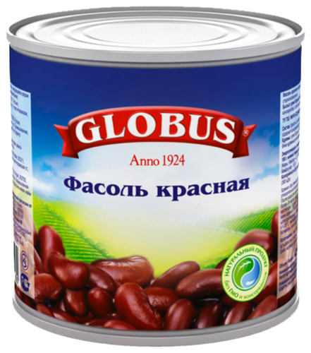 Фасоль Globus красная натуральная, жестяная банка 400 г - фото 1