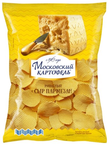 Чипсы Московский КАРТОФЕЛЬ картофельные Сыр пармезан рифленые - фото 1