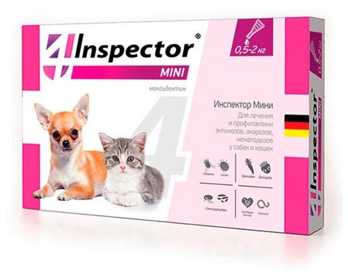 Inspector Mini Капли от блох, клещей и гельминтов для кошек и собак - фото 1