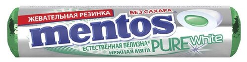 Жевательная резинка MENTOS Pure white Нежная мята без сахара 16 г - фото 1