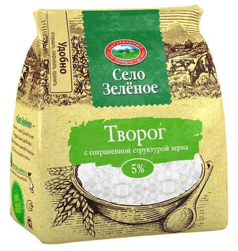 Село Зелёное Творог зерненый 5%, 200 г - фото 1