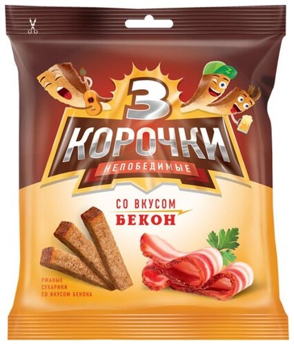3 Корочки сухарики ржаные Бекон, 40 г - фото 1