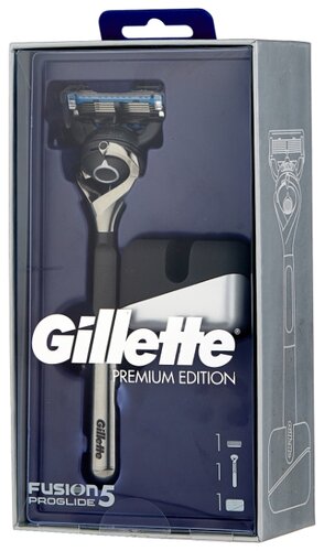 Набор Gillette подарочный подставка, бритвенный станок Fusion5 Proglide Flexball с эксклюзивной хромированной ручкой Premium Edition - фото 1