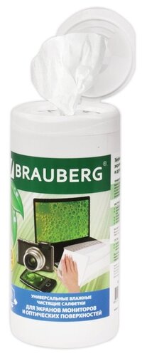 BRAUBERG 510122 влажные салфетки 100 шт. для оптики, для экрана - фото 2