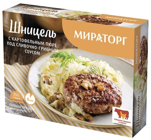 Мираторг Шницель с картофельным пюре под сливочно-грибным соусом 350 г - фото 1