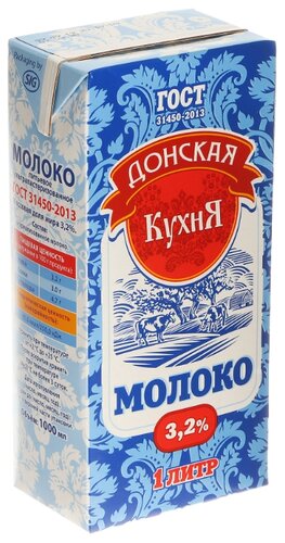 Молоко Донская кухня ультрапастеризованное 3.2%, 1 л - фото 1