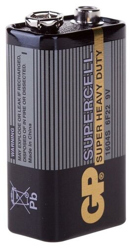 Батарейка GP Supercell MN1604 (6F22) Крона, солевая, OS1, цена за штуку, 168550 - фото 1