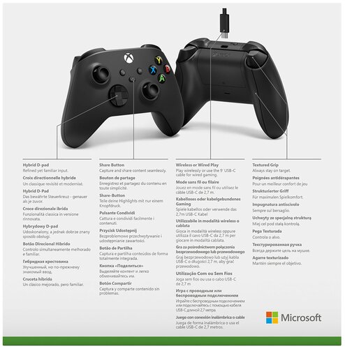 Геймпад Microsoft Xbox Series + USB-C кабель, черный - фото 5