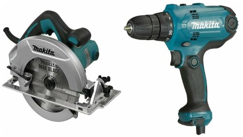 Набор электроинструмента MAKITA DK0118 ( Пила дисковая HS7600 + Сетевой шуруповерт DF0300 ) - фото 1