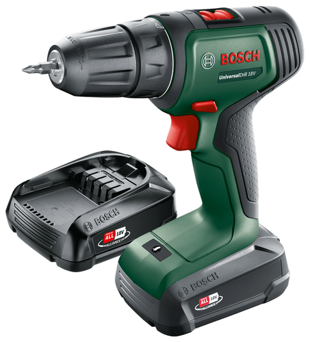 Аккумуляторная дрель-шуруповерт BOSCH UniversalDrill Li-Ion 1.5 А·ч 18 В x2 кейс - фото 1