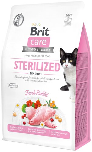 Сухой корм для кошек Brit Care Sterilized беззерновой, при чувствительном пищеварении с кроликом 400 г - фото 1