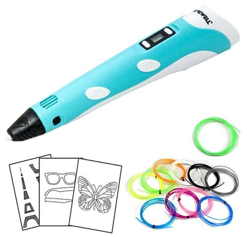 3D ручка MyRiwell RP100B (100 м PLA + 10 м светящегося пластика + трафареты) - фото 3