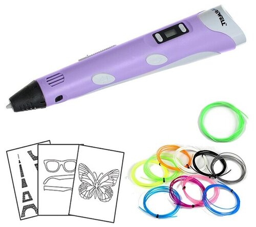 3D ручка MyRiwell RP100B (100 м PLA + 10 м светящегося пластика + трафареты) - фото 4