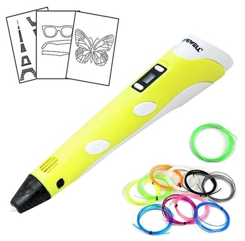 3D ручка MyRiwell RP100B (100 м PLA + 10 м светящегося пластика + трафареты) - фото 2