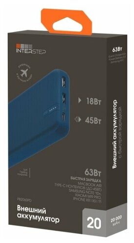 Внешний аккумулятор INTERSTEP PB2060PD 20000мАч QC4+PD 45Вт+18Вт зеленый - фото 5