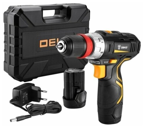 Аккумуляторная дрель-шуруповерт DEKO GCD12DU3 Li-Ion со съемным патроном в кейсе, 2*2 Ач - фото 1