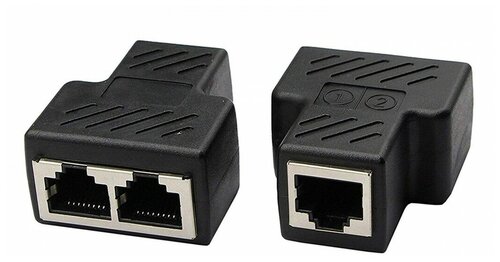 Переходник-разветвитель RJ-45 1F/2F, черный - фото 2