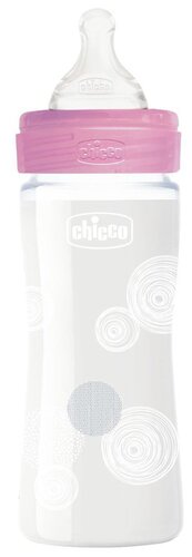 Chicco Бутылочка из стекла с соской из силикона Well-Being GL, 240 мл new, с рождения - фото 2
